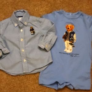 Infant Boy Polo Bear Oxford and onesie Size 6-9 Months